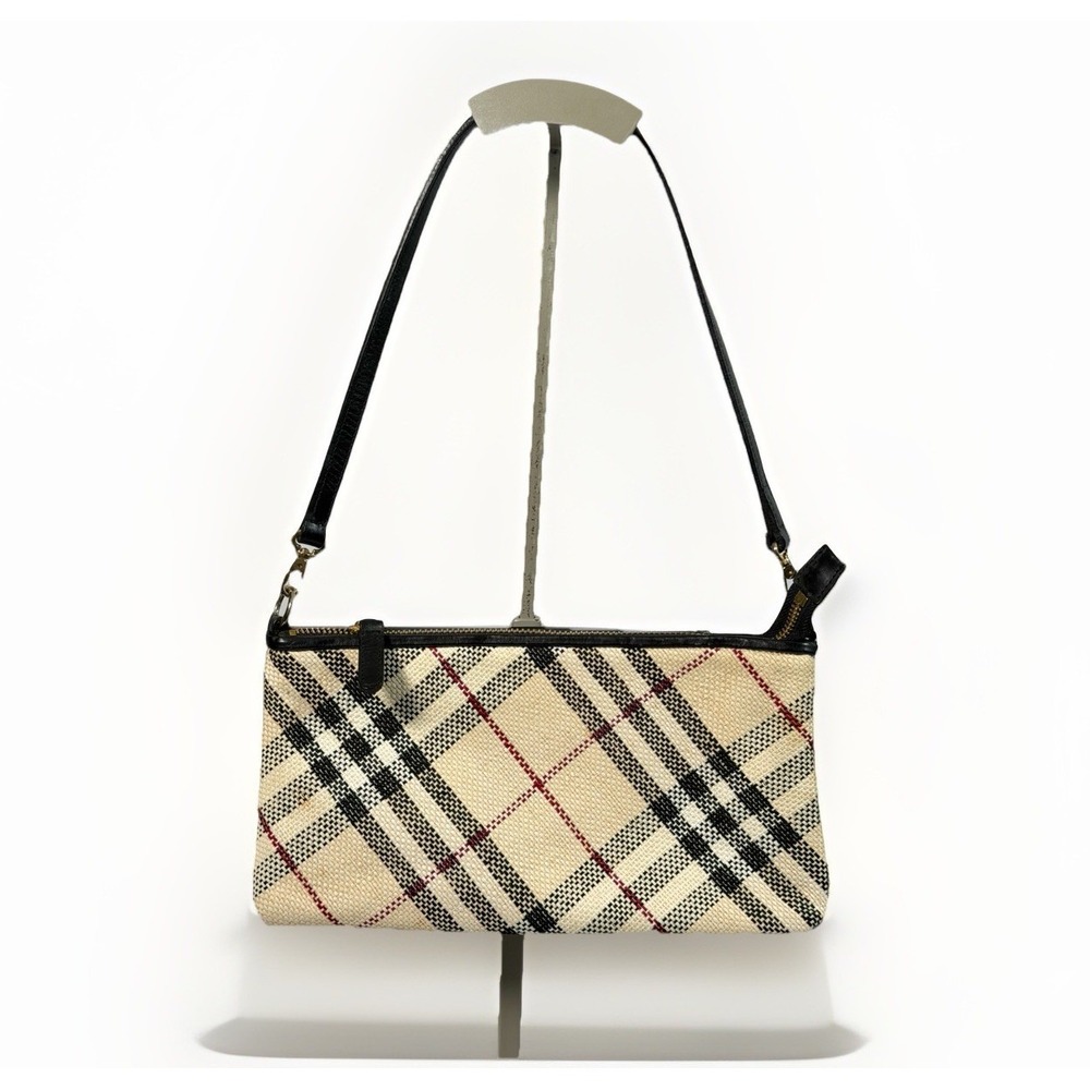 BURBERRY Nova Check Blue Label Shoulder Bag Canvas White Auth 0010 - Picture 1 of 12